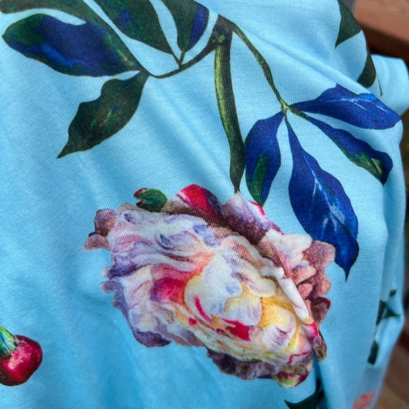 NEW PLUS SIZE Camisa floral dress. Cheerful light blue w/peonies. - Picture 12 of 12